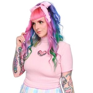 BUNDLE OF 2 Heart Cut Out Crop Top - Lavender And Pink